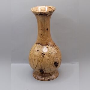 Vintage Burl Wood Vase Handmade Turned Signed R Ball 1998 Spalted